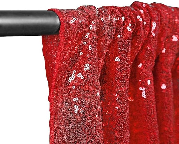 Red Sequin Backdrop Curtains 2 Panels 4FTx8FT Glitter Red Photo Backdrop Drapes Party Wedding Baby Shower Curtain Sparkle Photography Background