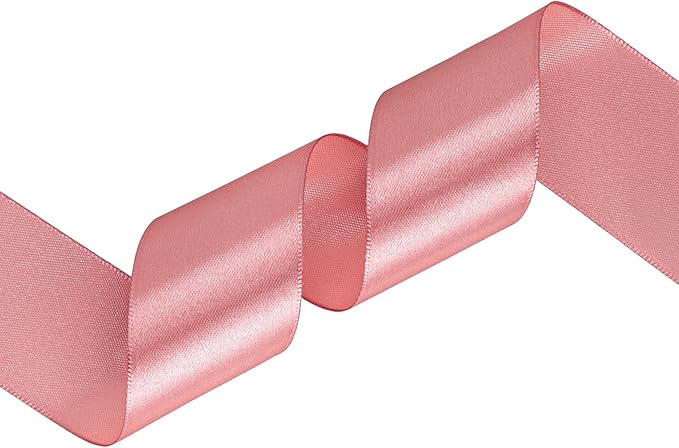 Rose Gold Satin Ribbon 1-1/2 inch X Continuous 50 Yards, Single Face Polyester Ribbon Perfect for Gift Wrapping, Flower Bouquet, Wedding Decor, Crafts, Bow Making, Sewing and More