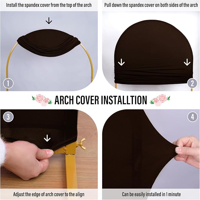 LEBENGURU Upgraded 7.2FT Wedding Arch Cover, Brown Spandex Fitted Arch Backdrop Cover, Round Top Chiara Stand Covers for Birthday Party Baby Shower Banquet Balloon Décor