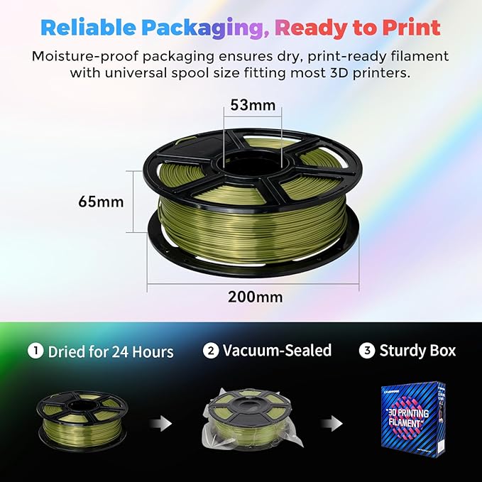 Flashforge 3D Printer Filament Silk PLA 1.75mm 1kg Spool-Dimensional Accuracy +/- 0.02mm (Bronze)
