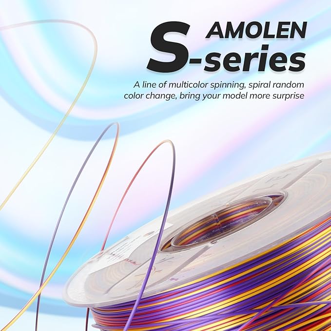 AMOLEN Silk PLA 3D Printer Filament, Shiny Multicolor Rainbow PLA Filament 1.75mm, Fast Color Change PLA 3D Printing Filament for Most FDM 3D Printer, Gold Purple Red, 1kg (2.2lbs)