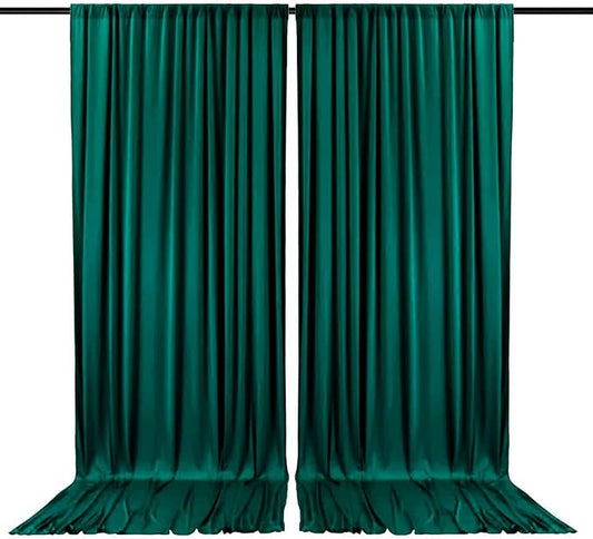 2 Panels Deep Green Backdrop Curtain, 10 x 7 Feet Background Curtains for Parties, Weddings, Baby Showers, Bachelorette Halloween, Christmas Birthday Party Photoshoot Backdrop Curtains Decorations