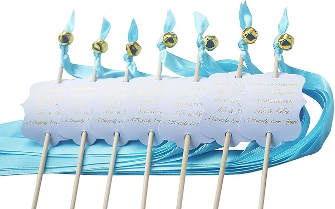 Kingsnow 100 Pack Wedding Ribbon Wand Favor Tags, Ribbon Wands Send Off Tag Exit Wand Tags for Wedding Wands