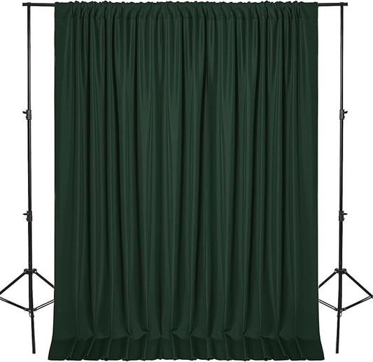 DWCN 10x7 FT Backdrop Curtains for Parties, Photography Backdrop Drapes with Rod Pockets for Wedding Decorations Stage Birthday Family Gatherings, 2 Panels 5ft x 7ft, Hunter Green