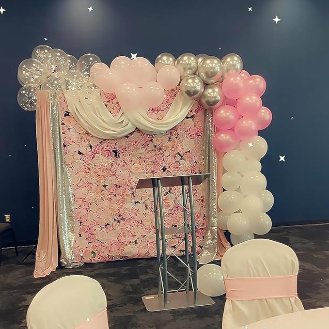 Silver Sequin Backdrop Curtains 2FTx8FT 2 Panels Sparkle Backdrop Curtain Drapes Glitter Backdrop Photo Background for Wedding Baby Shower Xmas Birthday Parties