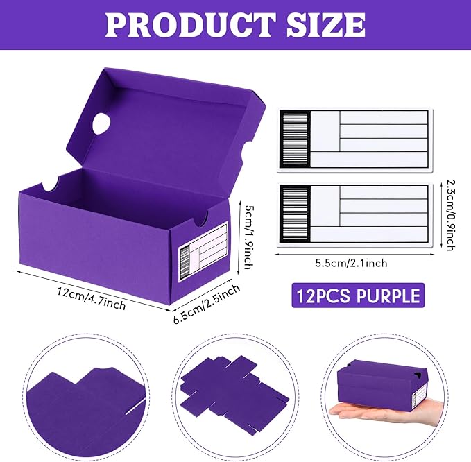 12 Sets Mini Shoe Gifts Boxes for Party Favors 4.7 x 2.5 x 2 Inch Sports Mini Sneaker Box with Editable Label for Candies Cookies Snacks (Purple, 4.7 x 2.5 x 2 Inch)