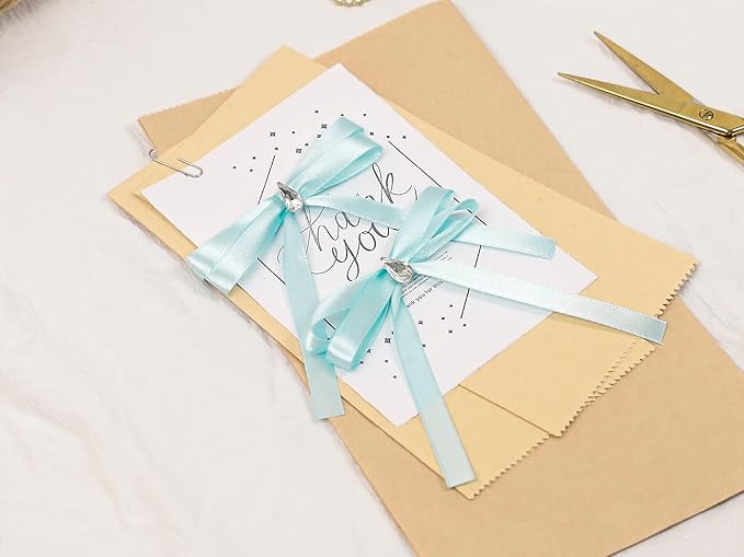 Light Blue Satin Ribbon 3/8 inch X Continuous 100 Yards, Single Face Polyester Ribbon Perfect for Gift Wrapping, Flower Bouquet, Wedding Decor, Crafts, Bow Making, Sewing and More