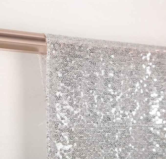 SquarePie Sequin Backdrop 10FT x 10FT Silver Curtain Background Wedding Party Decoration