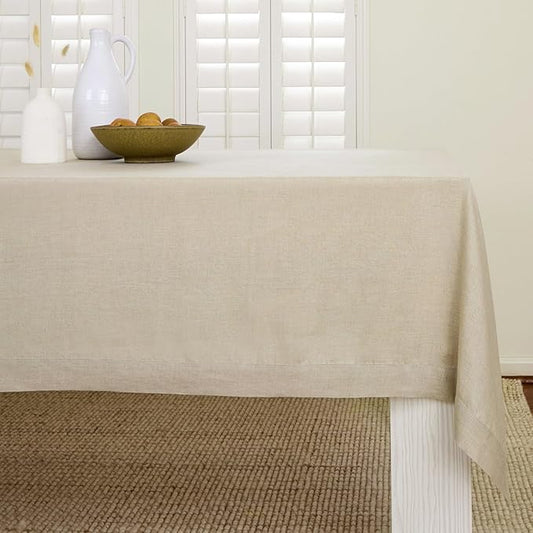 Solino Home Natural Linen Tablecloth 60 x 84 Inch - 100% Pure Linen Table Cloth for Rectangle Tables - Fete, Machine Washable Tablecloth for Fall, Autumn, Thanksgiving, Christmas, Holiday