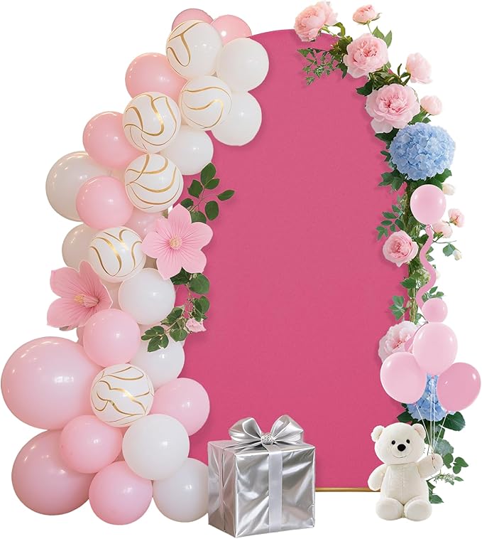 6.6FT Wedding Arch Covers Arch Backdrop Cover Arch Stand Covers Set Arch Cover Spandex Fabric Stretchy Backdrop for Wedding Birthday Party Decoration Baby Shower (Rose Red)