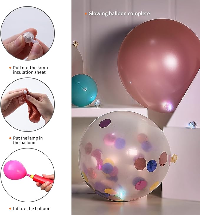 Aogist 100pcs Pink Mini Lights with Hook,Long Standby Time Waterproof LED Balloon Light,Battery Powered,Ball Lamp for Balloon Paper Lantern Birthday Party Christmas Halloween (Matching Tag Rope)