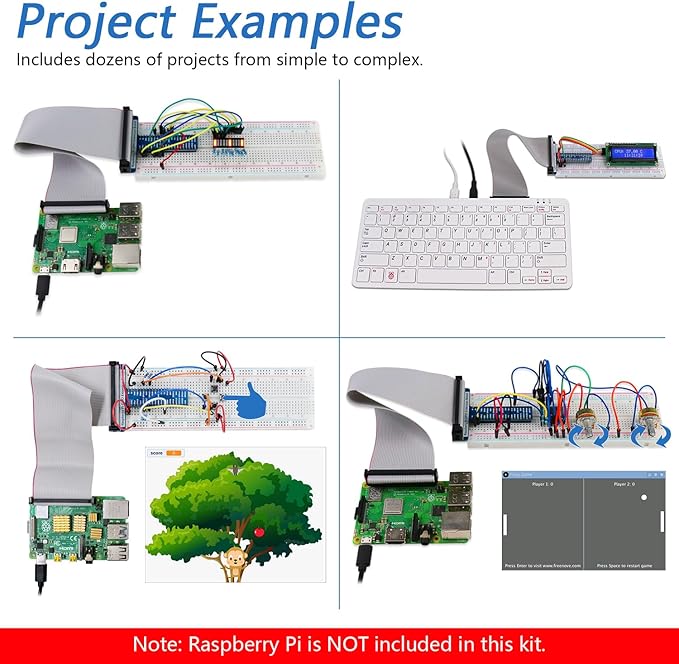Freenove Ultimate Starter Kit for Raspberry Pi 5 4 B 3 B+ 400 Zero 2 W, 962-Page Detailed Tutorial, Python C Java Scratch Processing Code, 223 Items, 128 Projects (Raspberry Pi NOT Included)