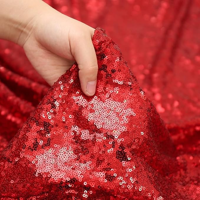 Eternal Beauty Red Sequin Backdrop Curtains, Valentine's Day Shimmer Back Drop 2Panels-3FTx7FT for Christmas, Party, Birthday, Photography, Wedding, Baby Shower Event Decoration