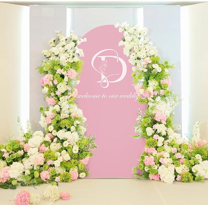 LEBENGURU Upgraded 6FT Wedding Arch Cover, Dusty Pink Spandex Fitted Arch Backdrop Cover, Round Top Chiara Stand Covers for Birthday Party Baby Shower Banquet Balloon Décor