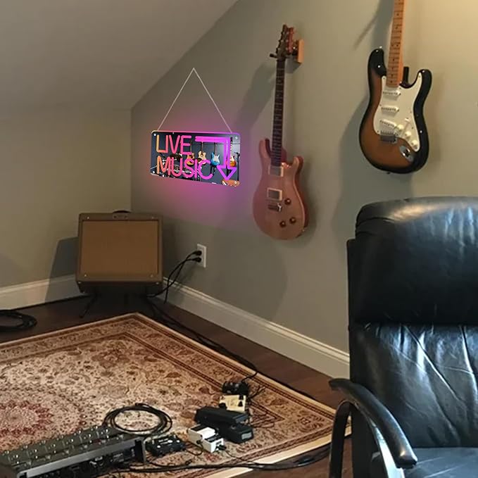 Live Music Neon Sign, Mirror LED Light Wall Décor with App-Controlled DIY Color, for Bars, Studios, Home