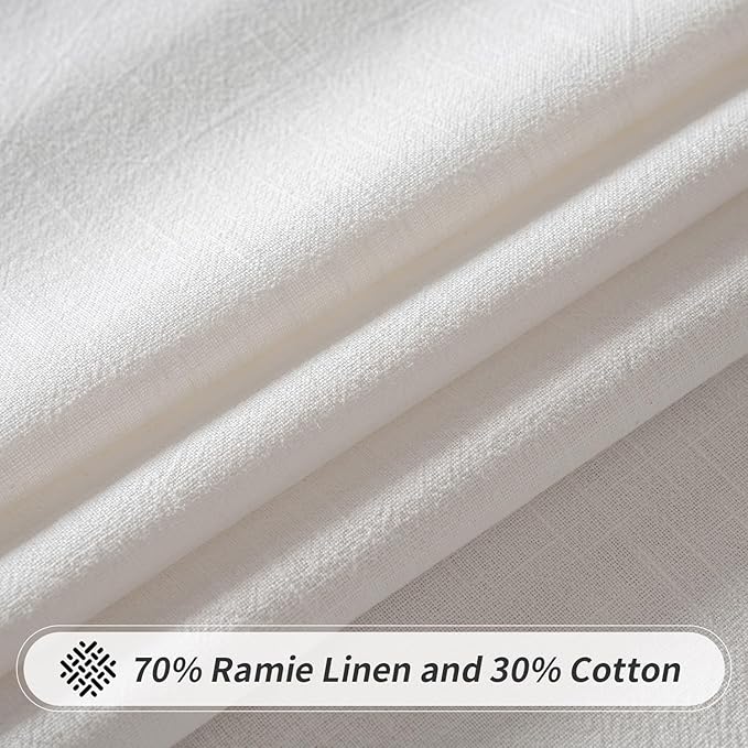 MIULEE White Linen Cotton Blend Tablecloth Rectangle, Luxury Waterproof Stain Resistant Durable Farmhouse Oblong Table Cloth for Dining Party Christmas Weddings Birthday Picnic Events, 52 x 70 inch