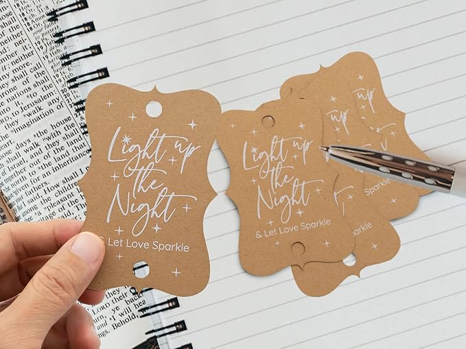 Summer-Ray 50pcs Light up The Night & Let Love Sparkle Wedding Sparkler Tags (Kraft Brown)