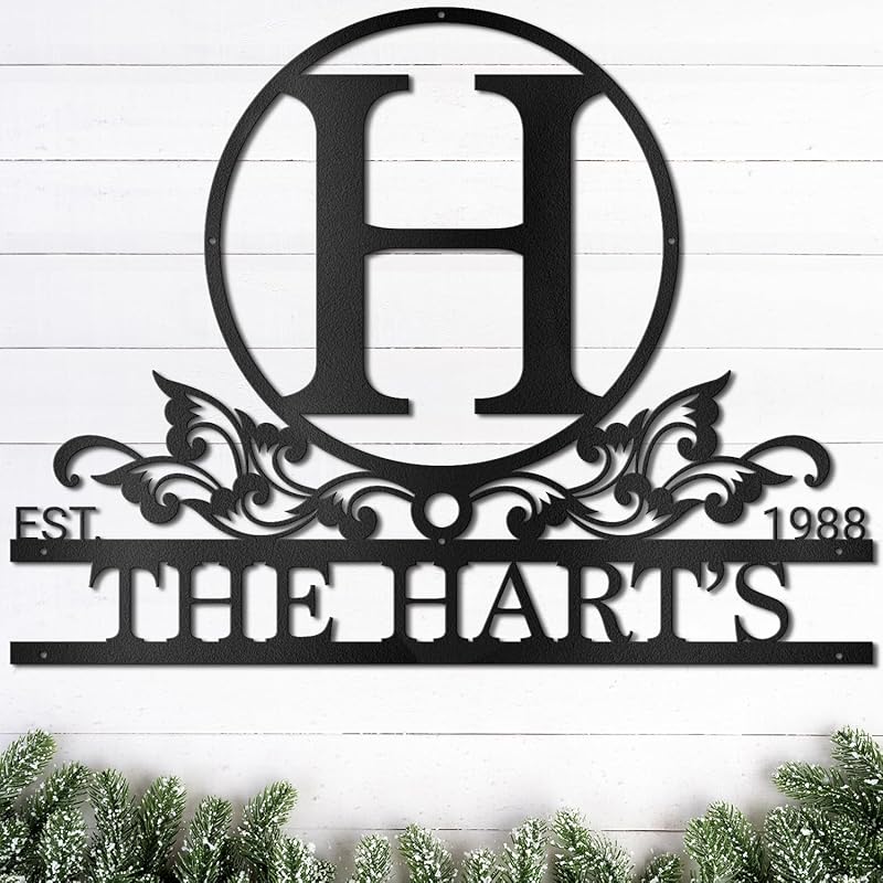 Custom Metal Name Sign Metal Wall Art Split Letter Monogram Wall Art Personalized Wedding Gift Fire Pit Outdoor Decor Cabin Sign