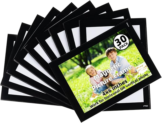 Magnetic Picture Frames for Refrigerator (4"X6",30 Pack),Magnet Photo Frame Pockets/Greeting Card Sleeve,Decorations for Lockers