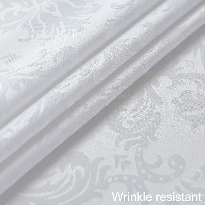 SASTYBALE Square Tablecloth - 52 Inch White Damask Table Cloth Jacquard Design Spill Proof Wrinkle Resistant Waterproof Soft Polyester Table Cover for Kitchen Parties Tabletop
