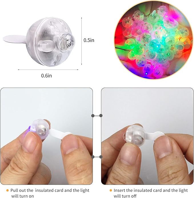 Aogist 50pcs Multicolor Balloon Lights,Long Standby Time Waterproof Mini Light,Battery Powered,Round LED Ball Lamp for Latex Balloon Paper Lantern Party Wedding Festival Christmas Halloween Decorative