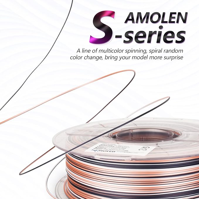 AMOLEN Silk PLA 3D Printer Filament, Shiny Multicolor Rainbow PLA Filament 1.75mm, Fast Color Change PLA 3D Printing Filament for Most FDM 3D Printer, Black Pink White, 1kg (2.2lbs)