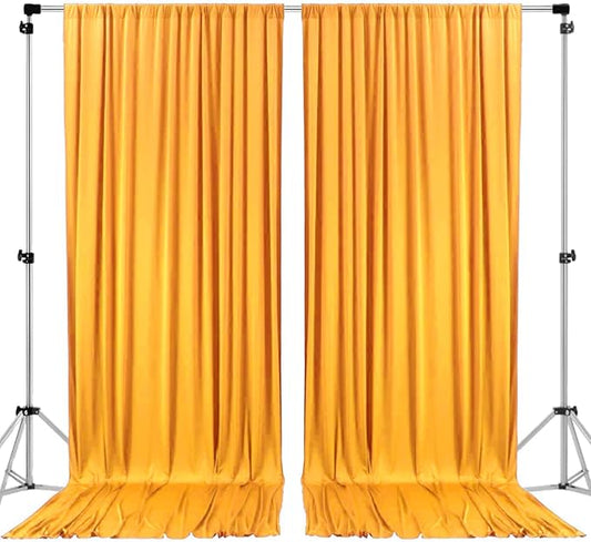 AK TRADING CO. 10 feet x 10 feet Black Polyester Backdrop Drapes Curtains Panels with Rod Pockets - Wedding Ceremony Party Home Window Decorations