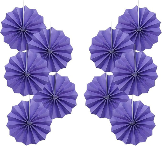 Purple Party Decorations,Purple Bridal Shower Decorations,Halloween Decor Events Accessories,Retirement Decorations Paper Fans Bulk 8in,Anniversary Decorations for Party 30 Color DIY Set(Purple)