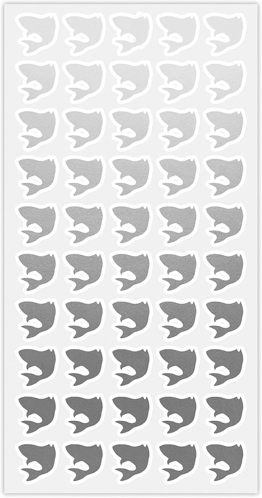 50 Wedding Meal Stickers - Food Identifier & Menu Choice Place Cards for Party Seating - Meal Option Indicator (Silver, Fish)