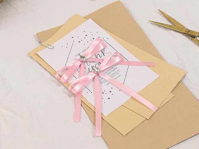 Rose Pink Satin Ribbon 1/4 inch X Continuous 25 Yards, Single Face Polyester Ribbon Perfect for Gift Wrapping, Flower Bouquet, Wedding Decor, Crafts, Bow Making, Sewing and More