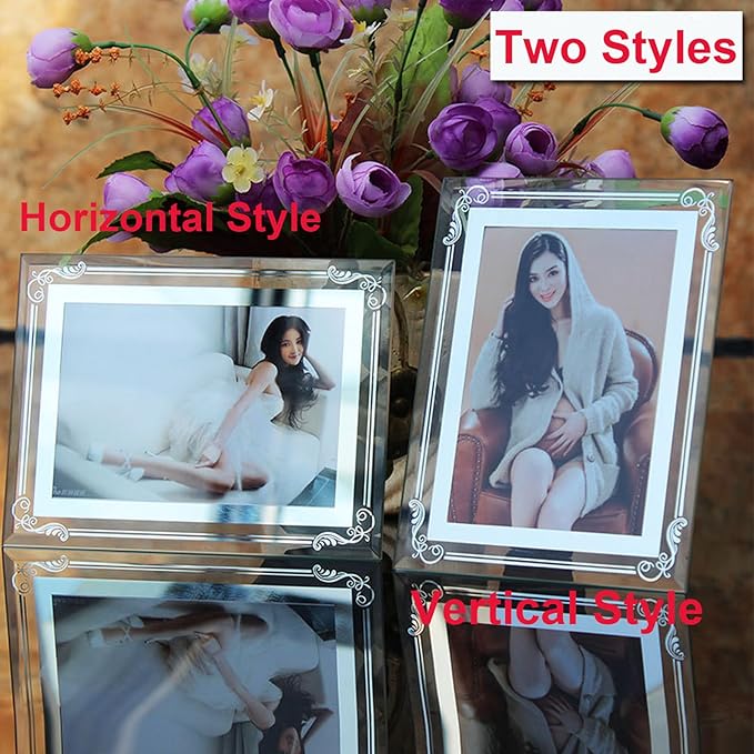 Photo Frames Picture Frame 2 Pack 6x8 High Definition Glass Vertical and Horizontal for Table Desk Shelf Office House Decoration Gifts