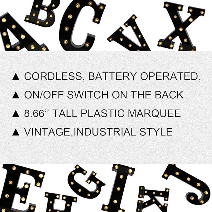 OYCBUZO Light Up Black Alphabet Marquee Letters Sign LED Marquee Number Lights Sign for Night Light Home Bar Christmas Lamp Birthday Party Wedding Decoration T