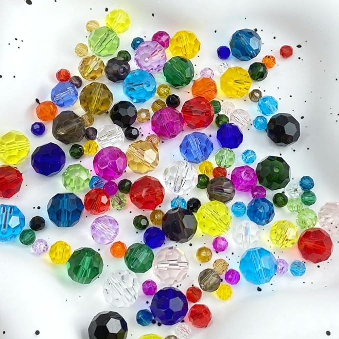 200 PCS 6mm Crystal Glass Beads Round Multiple Faceted Loose Spacer Glass Beads for DIY Handcrafte Bracelet Necklace Earring Jewelry Making(Lemon Yellow)