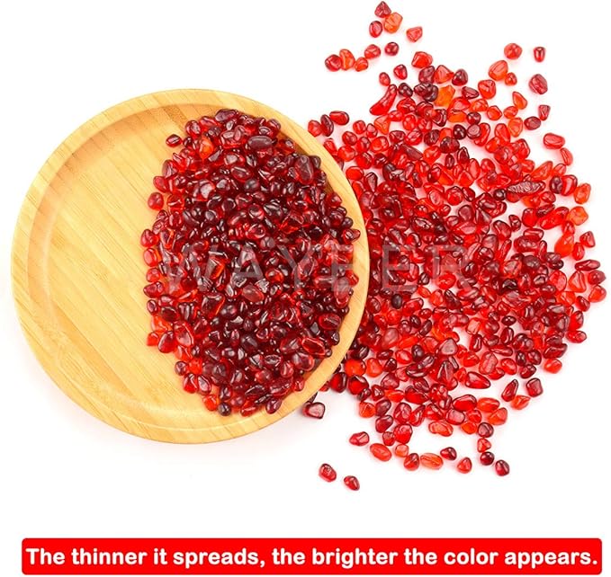 WAYBER Glass Stones, 1Lb/460g Irregular Sea Glass Pebbles Non-Toxic Artificial Crystal Stones for Vase Filler/Table Scatter/Aquarium Decoration/Handcraft Making/Jewelry Display, Red