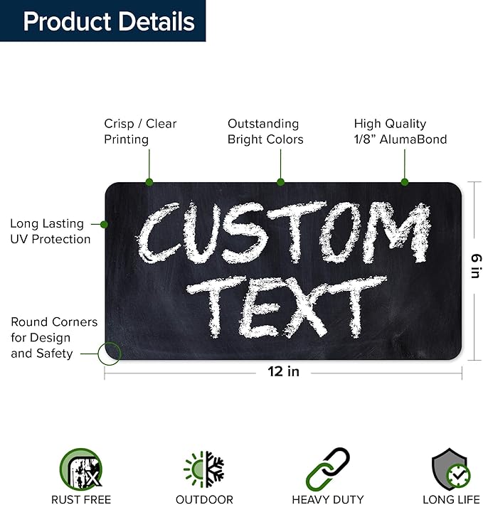 Custom Sign, Custom Street Sign, 11 Font Colors, 13 Font Styles, 4 Hole Options, 22 Sizes, 6x12 Inches, Rust Free DiBound, Fade Resistant, Made in USA by My Sign Center (Chalkboard Black)