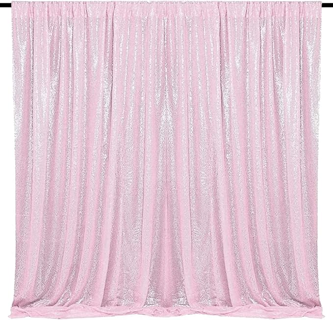 Pink Sequin Backdrop Curtain 8FTX8FT 1 Panel Sparkly Background Drapes for Party Birthdays Wedding Decor