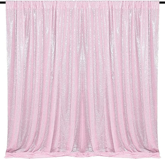 Pink Sequin Backdrop Curtain 8FTX8FT 1 Panel Sparkly Background Drapes for Party Birthdays Wedding Decor