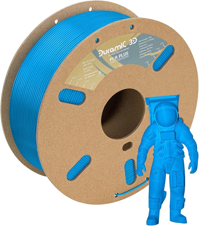 DURAMIC 3D PLA+ Filament 1.75mm 1Kg Electric Blue, PLA Plus Filament 1Kg Spool(2.2lbs) Tougher and Stronger, Dimensional Accuracy Probability +/- 0.02mm