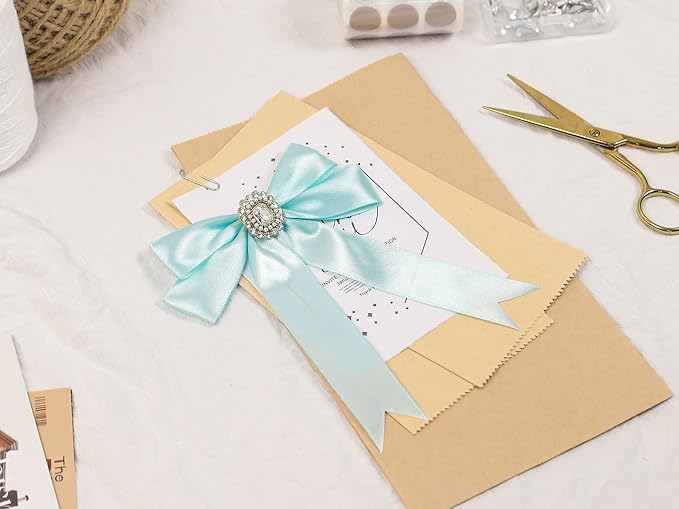Light Blue Satin Ribbon 1 inch X Continuous 100 Yards, Single Face Polyester Ribbon Perfect for Gift Wrapping, Flower Bouquet, Wedding Decor, Crafts, Bow Making, Sewing and More