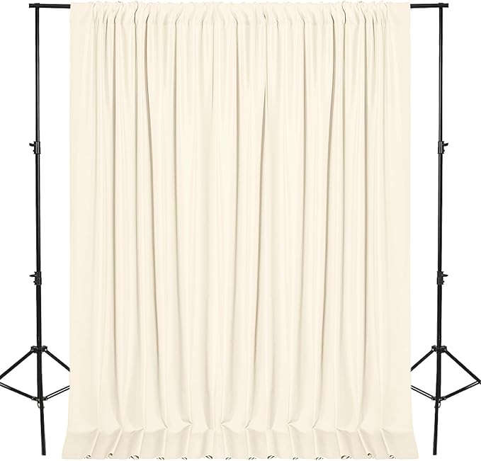 DWCN 10x8 FT Champagne Backdrop Curtains for Parties, Photography Backdrop Drapes with Rod Pockets for Wedding Decorations Stage Birthday Family Gatherings, 2 Panels 5ft x 8ft