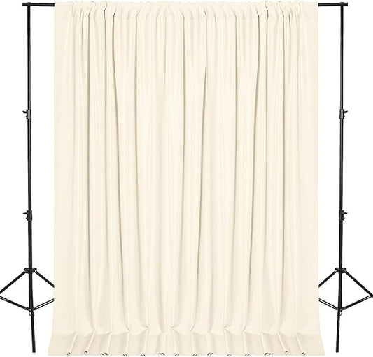 DWCN 10x8 FT Champagne Backdrop Curtains for Parties, Photography Backdrop Drapes with Rod Pockets for Wedding Decorations Stage Birthday Family Gatherings, 2 Panels 5ft x 8ft