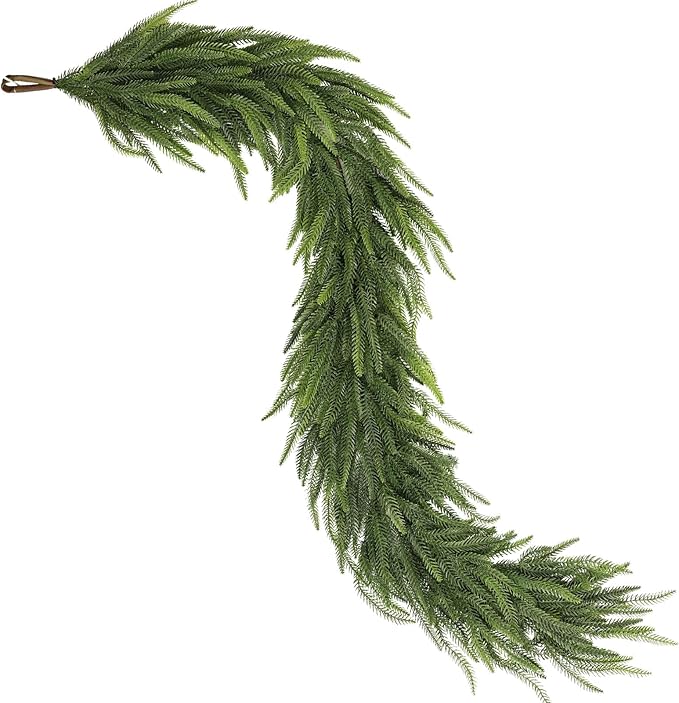 5FT Christmas Norfolk Pine Garland -2PCS, Artificial Pine Needles Garlands Faux Greenery Fake Garland for Holiday Fireplace,Table,Window,Stairs,Mante,Indoor Outdoor Decor