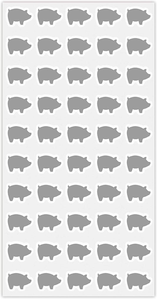 50 Wedding Meal Stickers - Food Identifier & Menu Choice Place Cards for Party Seating - Meal Option Indicator (Silver, Pork)