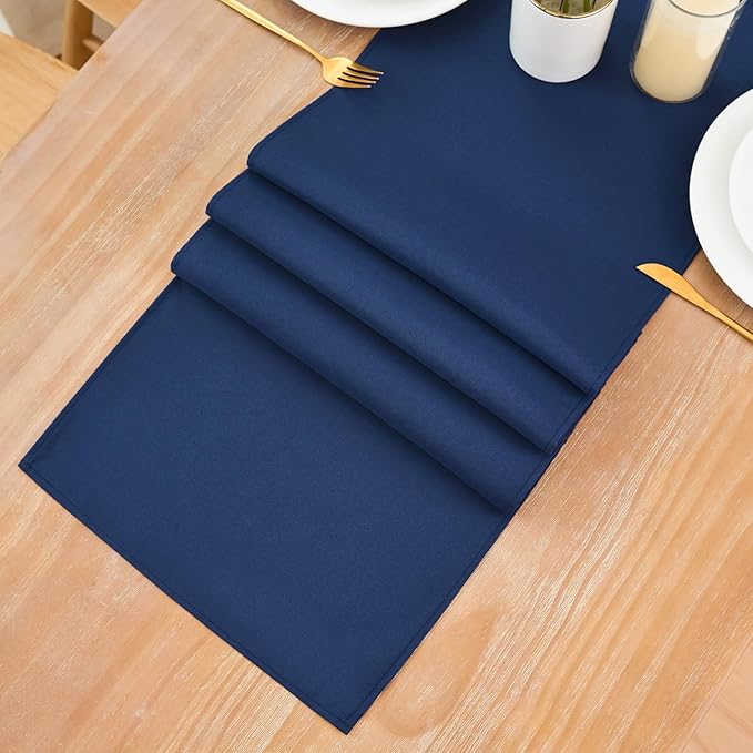 2 Pack Navy Blue Table Runner 12 x 72 Inch Solid Color Farmhouse Runners Coffee Table Dresser for Daily Party Home Decoration
