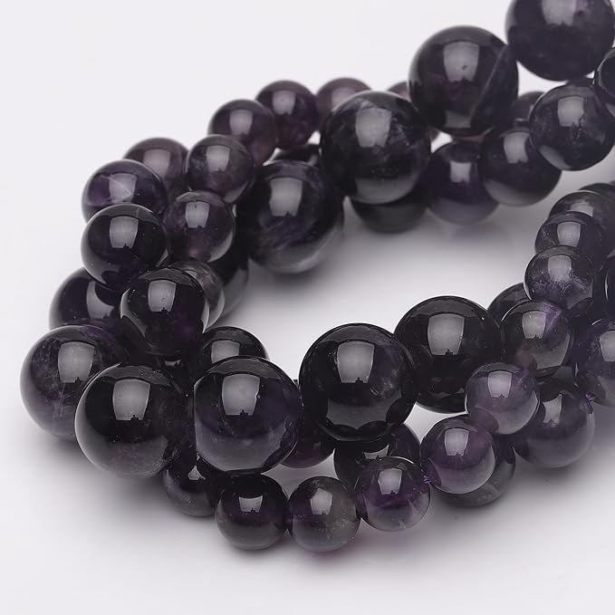 6mm Natural Crystal Beads for Jewelry Making,Amethyst Polished Smooth Round Gemstone Beads for Bracelet Necklace 15 Inch