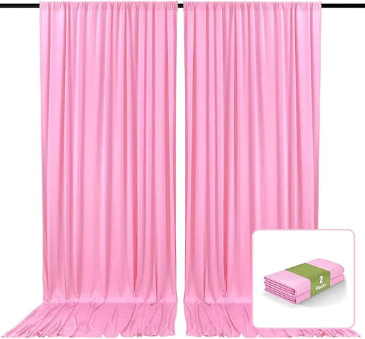 2 Panels Pink Backdrop Curtain, 10 x 10 Feet Background Curtains for Parties, Weddings, Baby Showers, Bachelorette Halloween, Christmas Birthday Party Photoshoot Backdrop Curtains Decorations