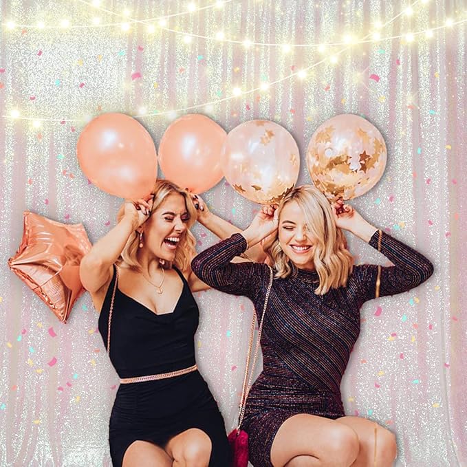 PartyDelight Sequin Backdrop Iridescent 6Ft x 8Ft Photograph Wedding Curtain Special Events