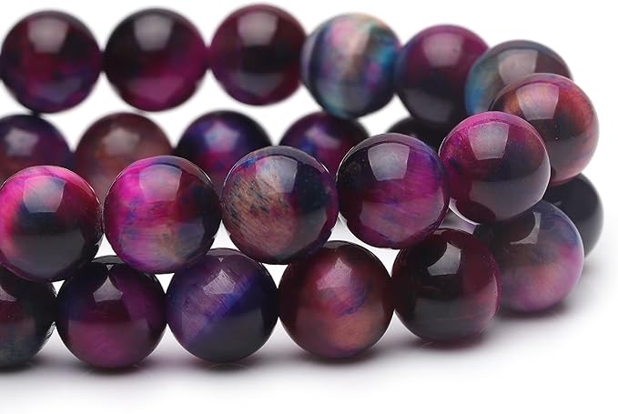 6mm Natural Stone Beads for Jewelry Making,Galaxy Tiger Eye Polished Smooth Round Gemstone Beads for Bracelet Necklace 15 Inch