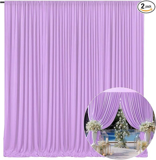 10 x 10 Feet Light Purple Backdrop Curtain for Partie, Background Curtains for Photoshoot, Birthday, Wedding, Halloween, Thanksgiving, Christmas Day, New Year Party Decorations 5Ft x 10Ft, 2 Panels