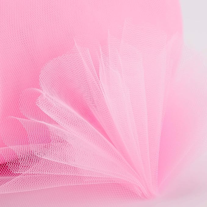 Tulle Fabric Roll, 6” by 200 Yards (600FT) Tulle Organza Fabric Spool for DIY Tutu Skirt Baby Shower Decor Wedding Backdrop Crafts Birthday Party Supplies (Light Pink)